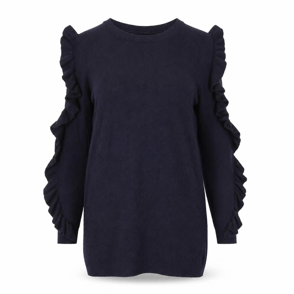 Marks & Spencer Womens Blue Ruffle Sleeve Knit Blouse UK 12