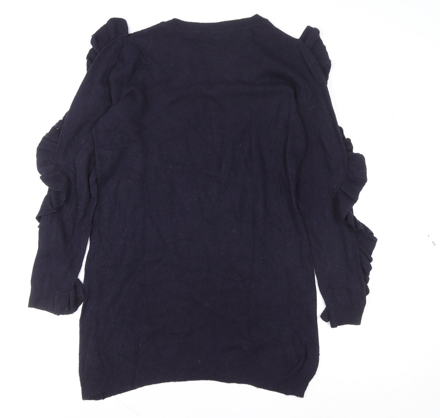 Marks and Spencer Womens Blue Ruffle Sleeve Knit Blouse UK 12