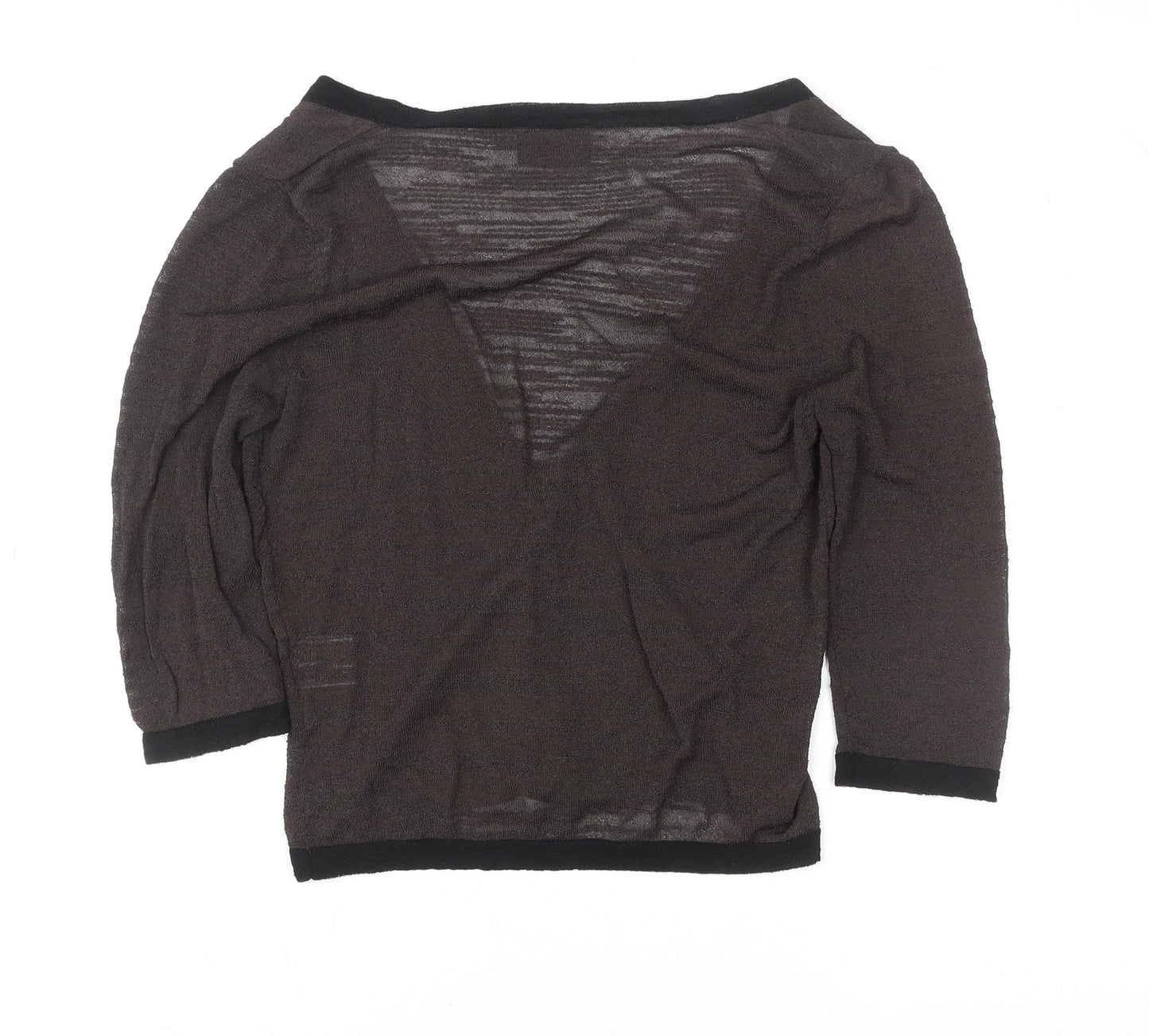Alex & Co. Women Brown 3/4 Sleeve Knit V-Neck Cardigan Size 10