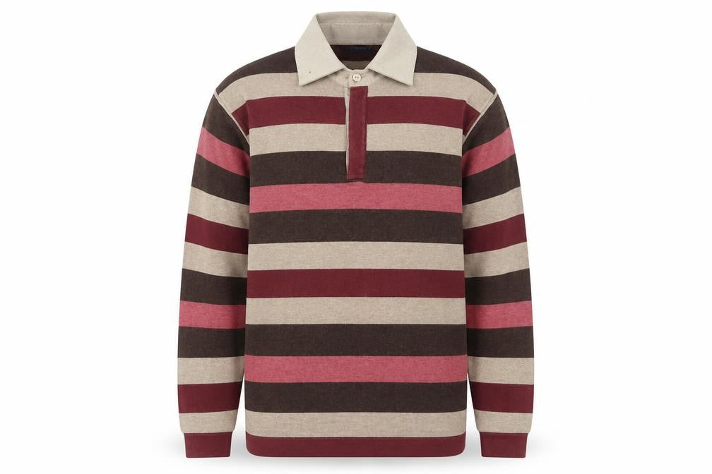 Springfield Men’s Multicoloured Striped Long Sleeve Cotton Polo S