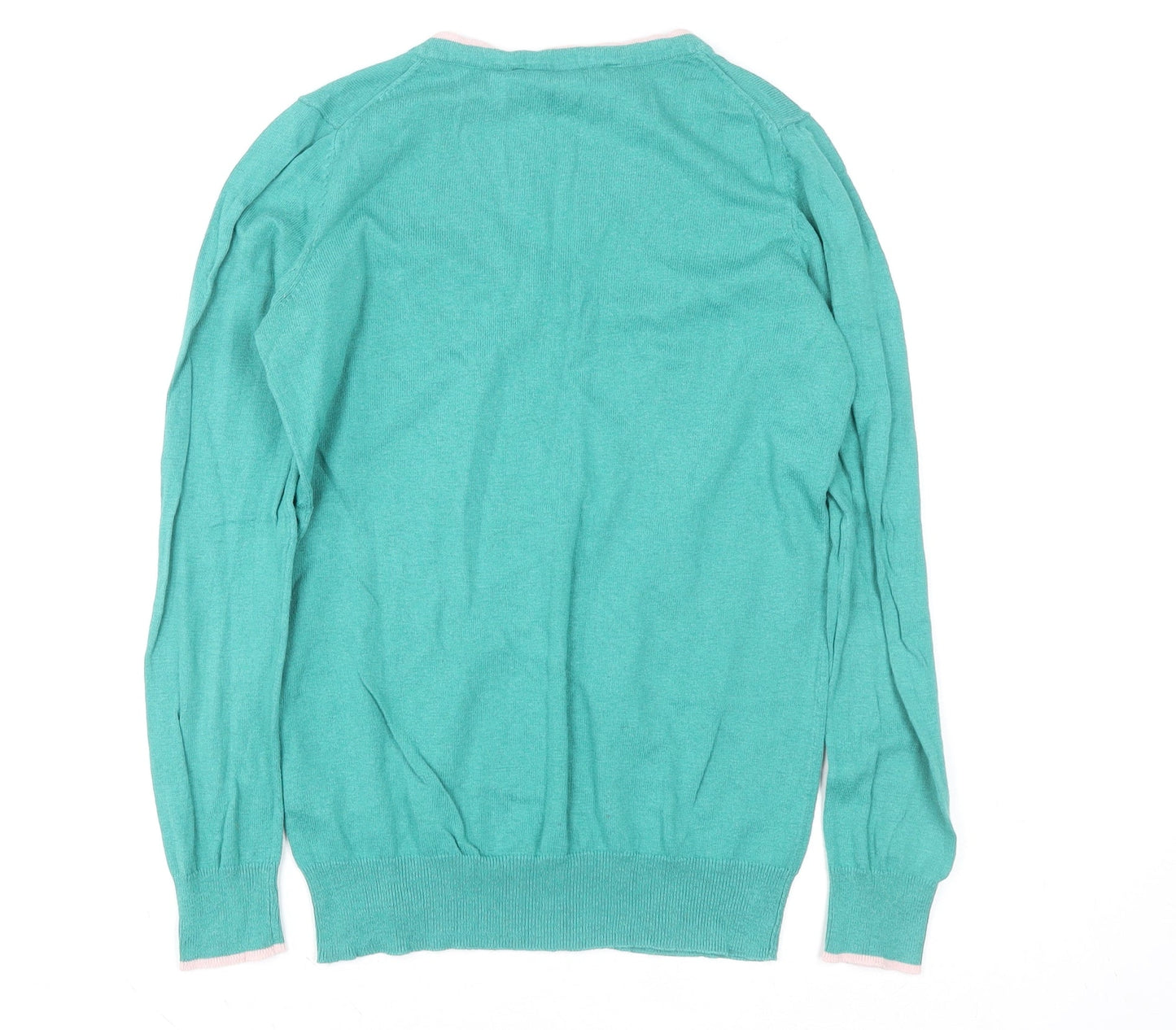 Crew Clothing Company Women's Green Size 8 V-Neck Cotton Cashmere Sweater