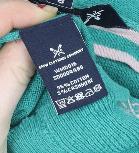 Crew Clothing Company Women's Green Size 8 V-Neck Cotton Cashmere Sweater