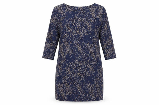 Next Women’s Blue Floral Shift Dress Size 14 Knit 3/4 Sleeve