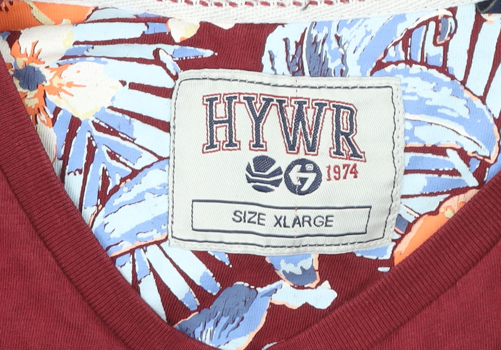 HYWR Boys Red Cotton Short Sleeve Pocket T-Shirt Size XL Casual