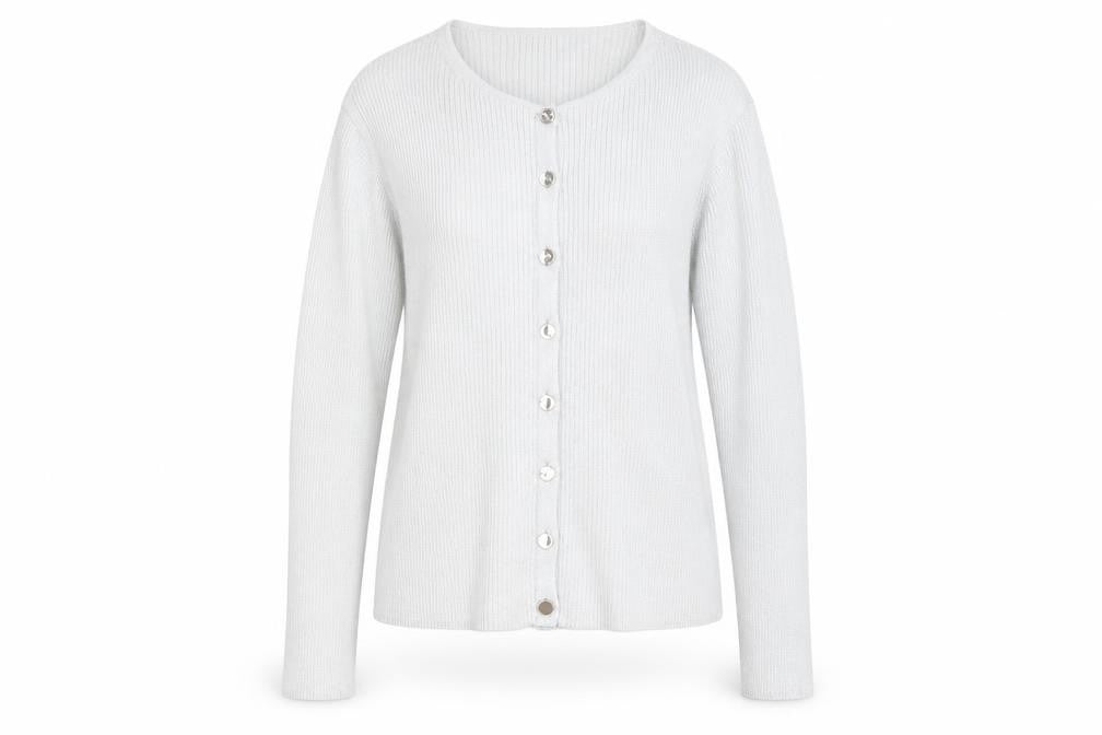 Marks & Spencer Womens Silver L Cardigan Knit Button Front Long Sleeve