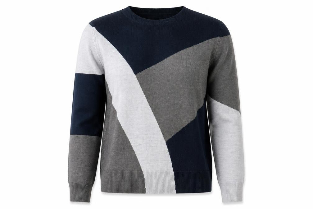 Marks & Spencer Womens Grey Blue Geometric Crew Neck Pullover Size 10