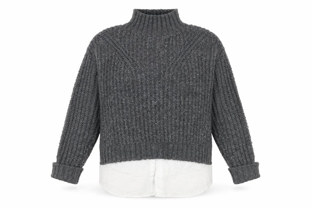 Miss Selfridge Womens Grey Mock Neck Chunky Knit Jumper Size 10