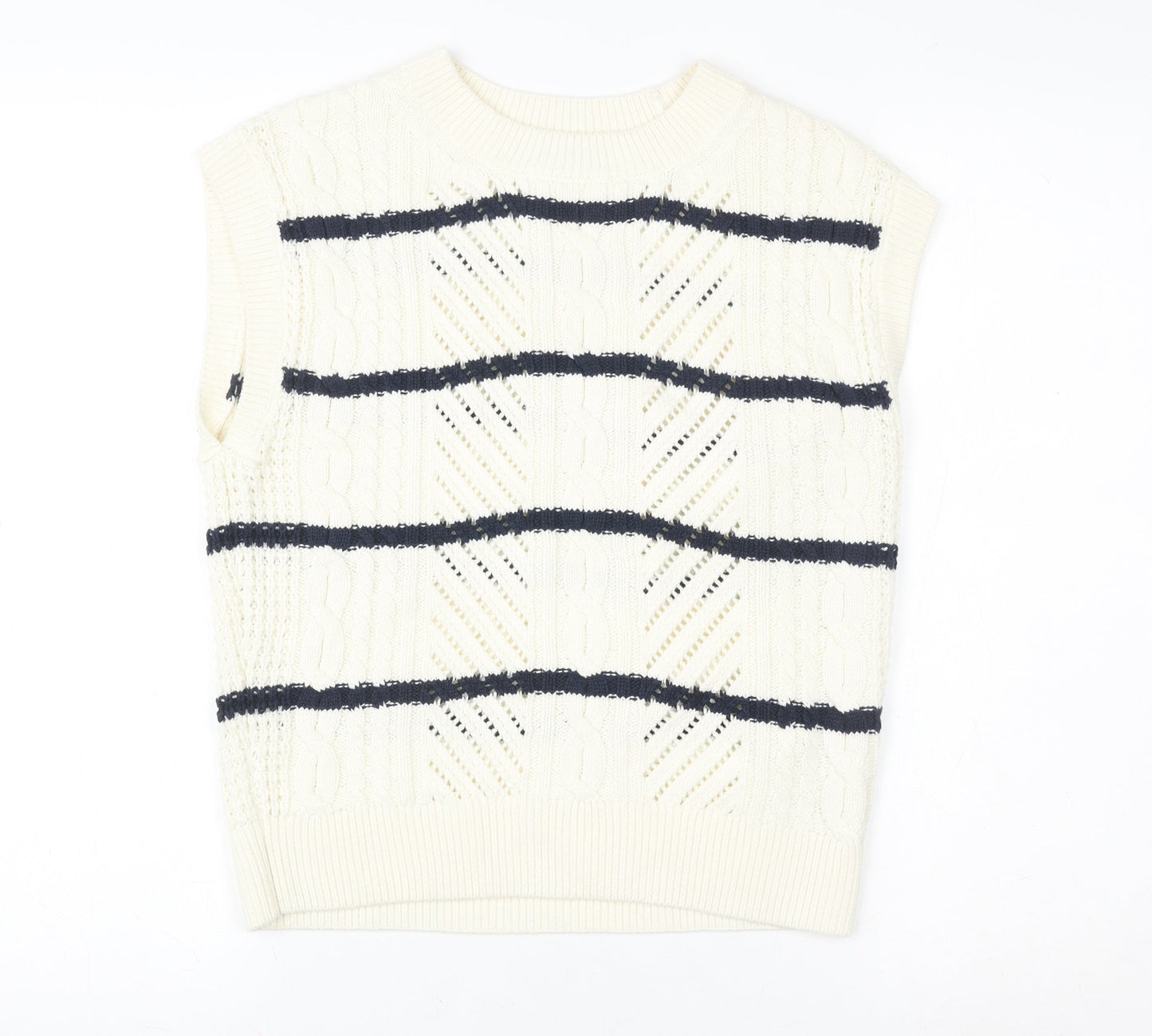 Marks and Spencer Women’s Ivory Striped Knit Sleeveless Vest S