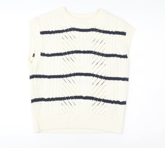 Marks and Spencer Women’s Ivory Striped Knit Sleeveless Vest S