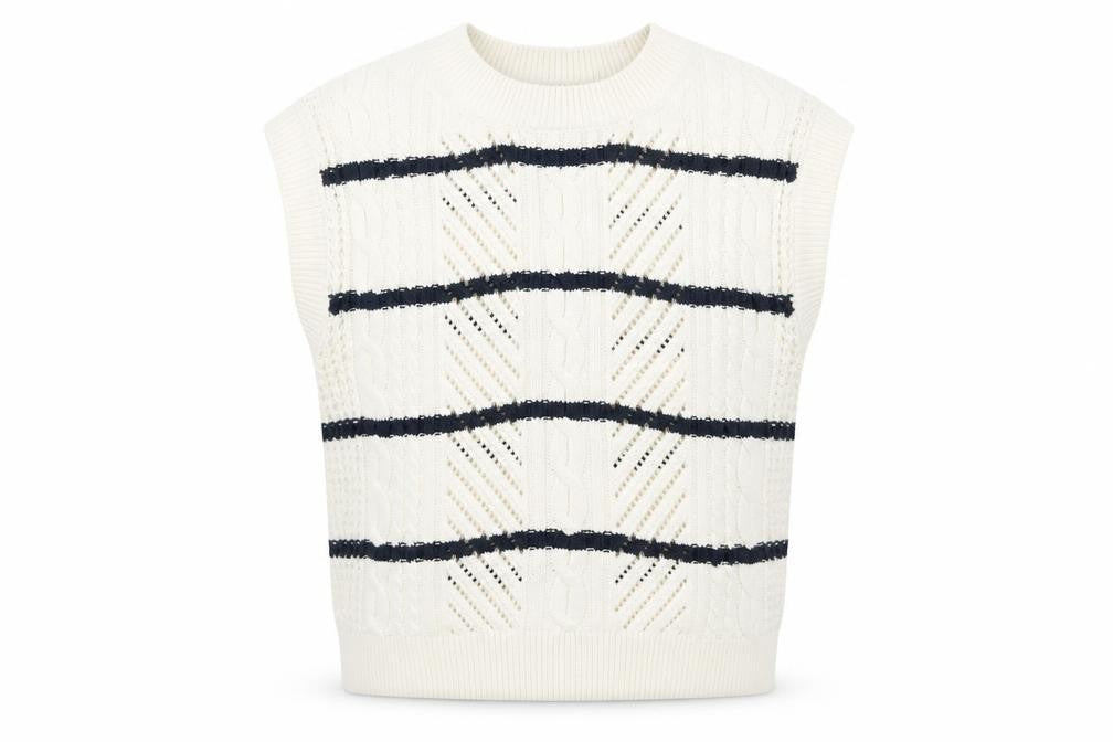 Marks & Spencer Women’s Ivory Striped Knit Sleeveless Vest S
