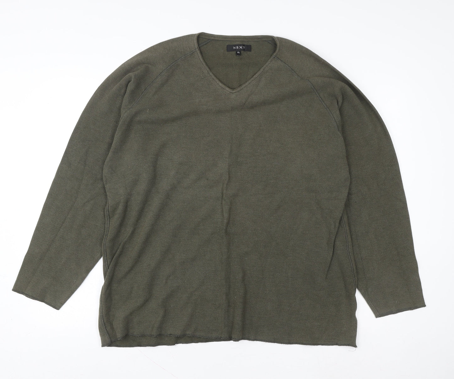 Next Men’s Green Cotton V-Neck Pullover Sweatshirt XL