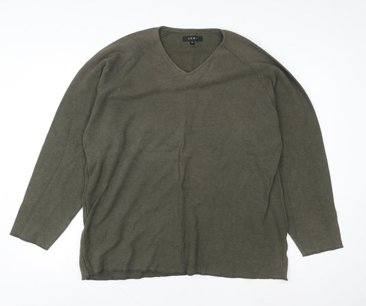 Next Men’s Green Cotton V-Neck Pullover Sweatshirt XL