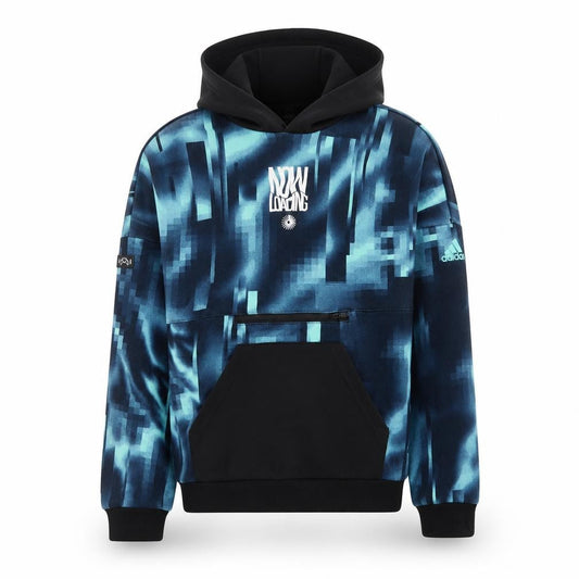 adidas Boys Blue Graphic Pullover Hoodie 11-12 Years Cotton Blend