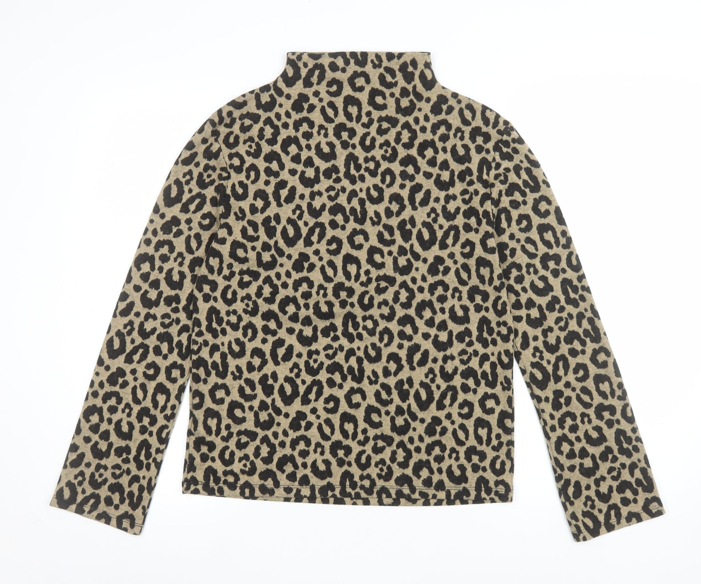Marks and Spencer Women’s Brown Leopard Print Roll Neck Long Sleeve Top Size 6