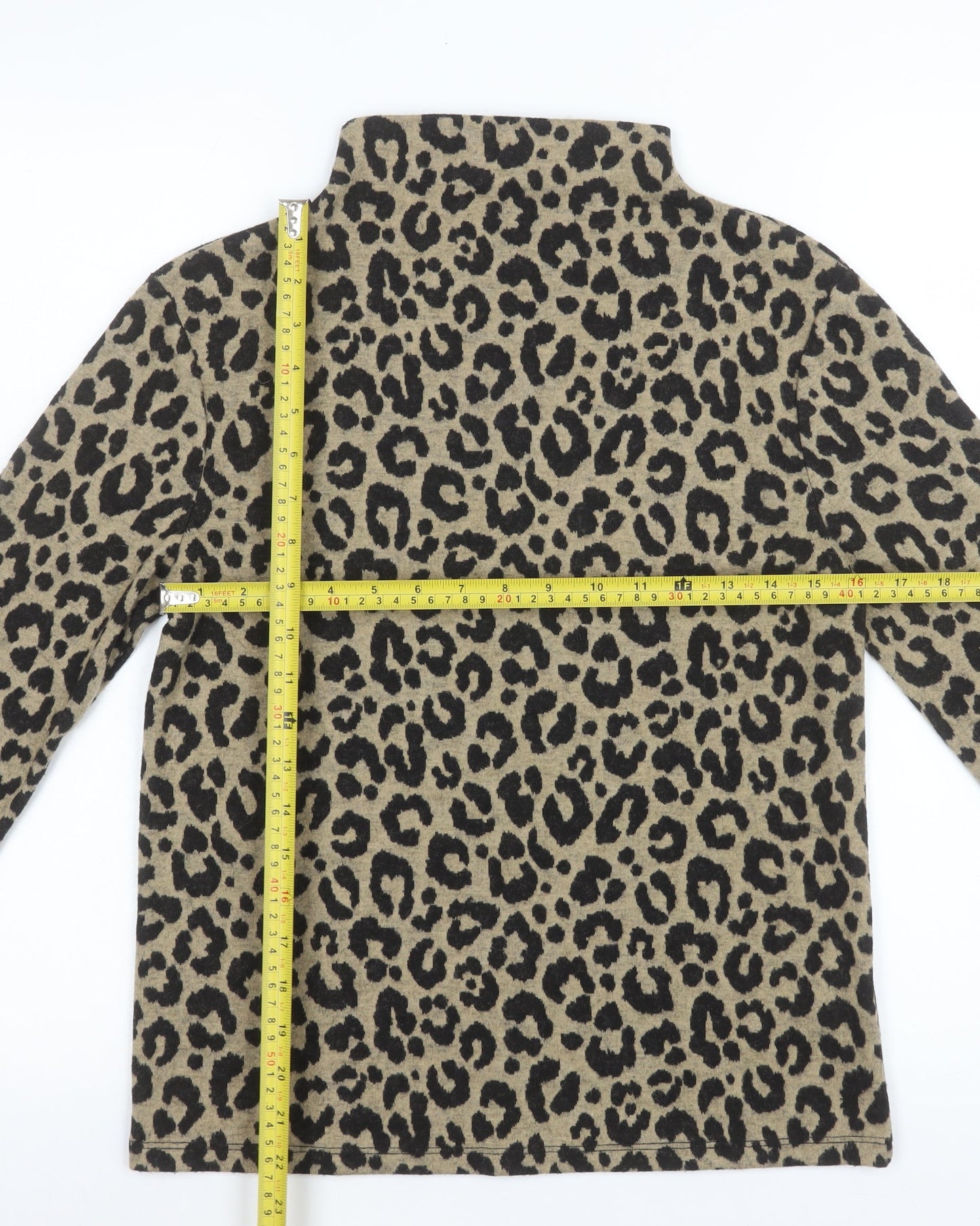 Marks and Spencer Women’s Brown Leopard Print Roll Neck Long Sleeve Top Size 6