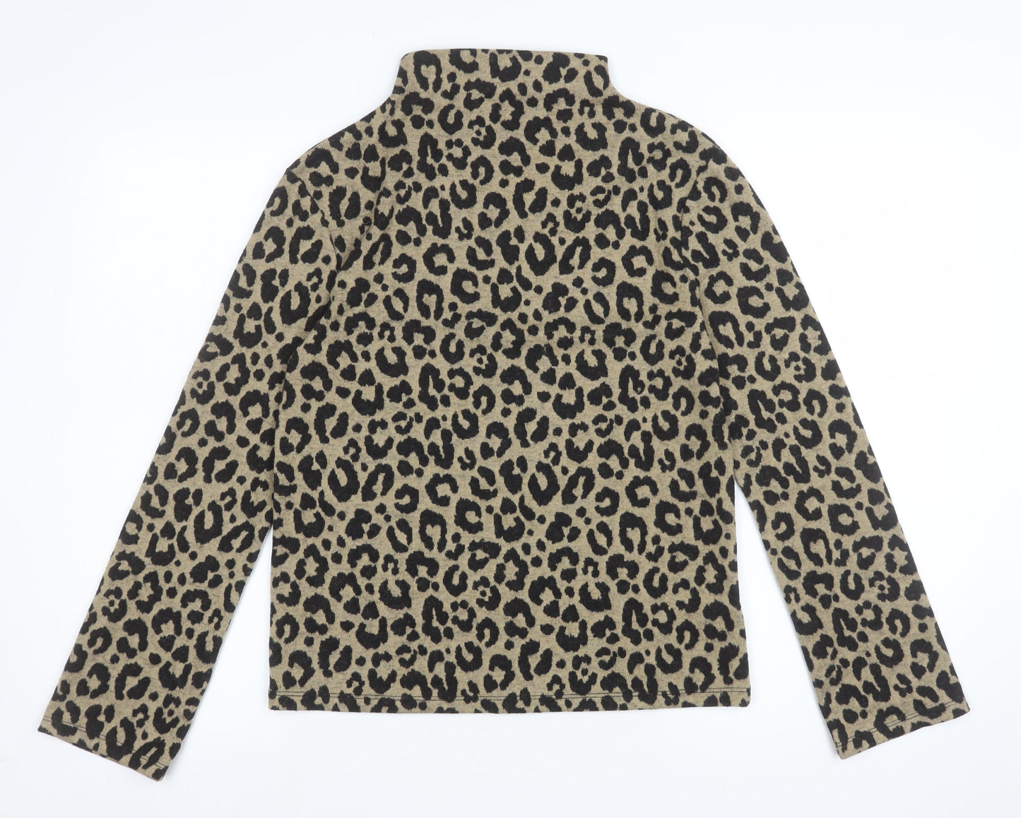 Marks and Spencer Women’s Brown Leopard Print Roll Neck Long Sleeve Top Size 6