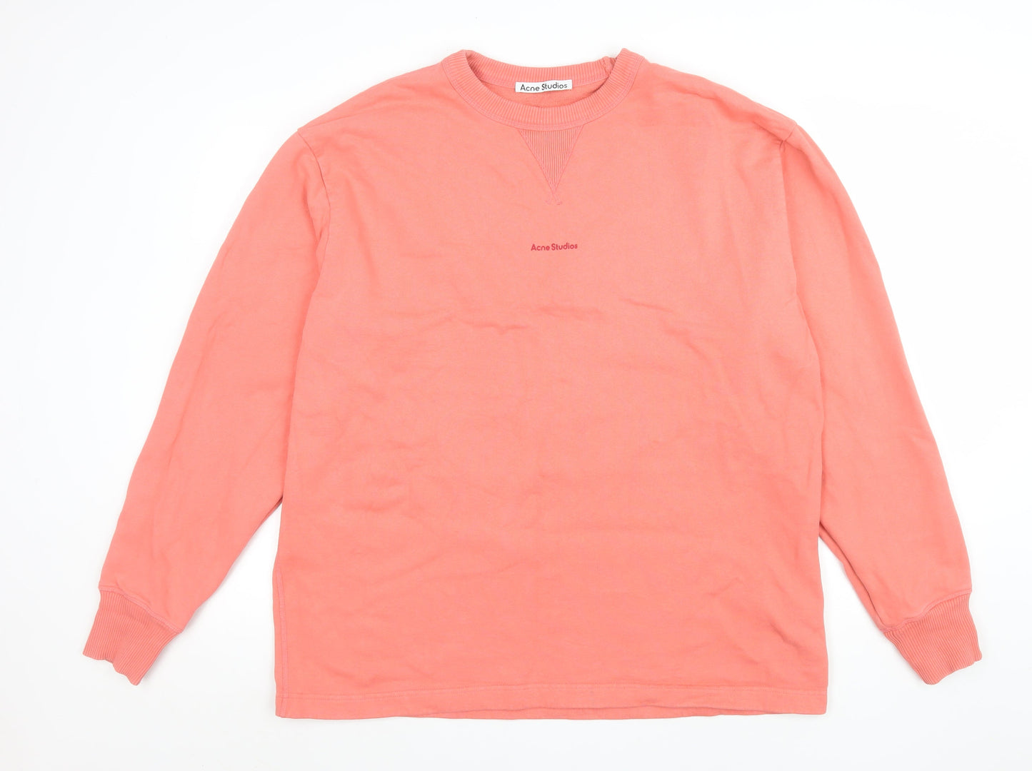 Acne Studios Women Coral Pink Cotton Pullover Sweatshirt M