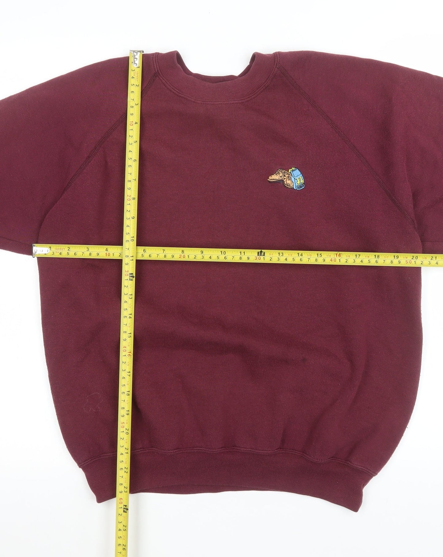 Jerzees Men's Red Embroidered Dog Logo Crew Neck Sweatshirt M