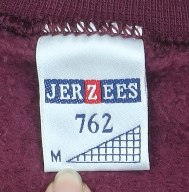 Jerzees Men's Red Embroidered Dog Logo Crew Neck Sweatshirt M