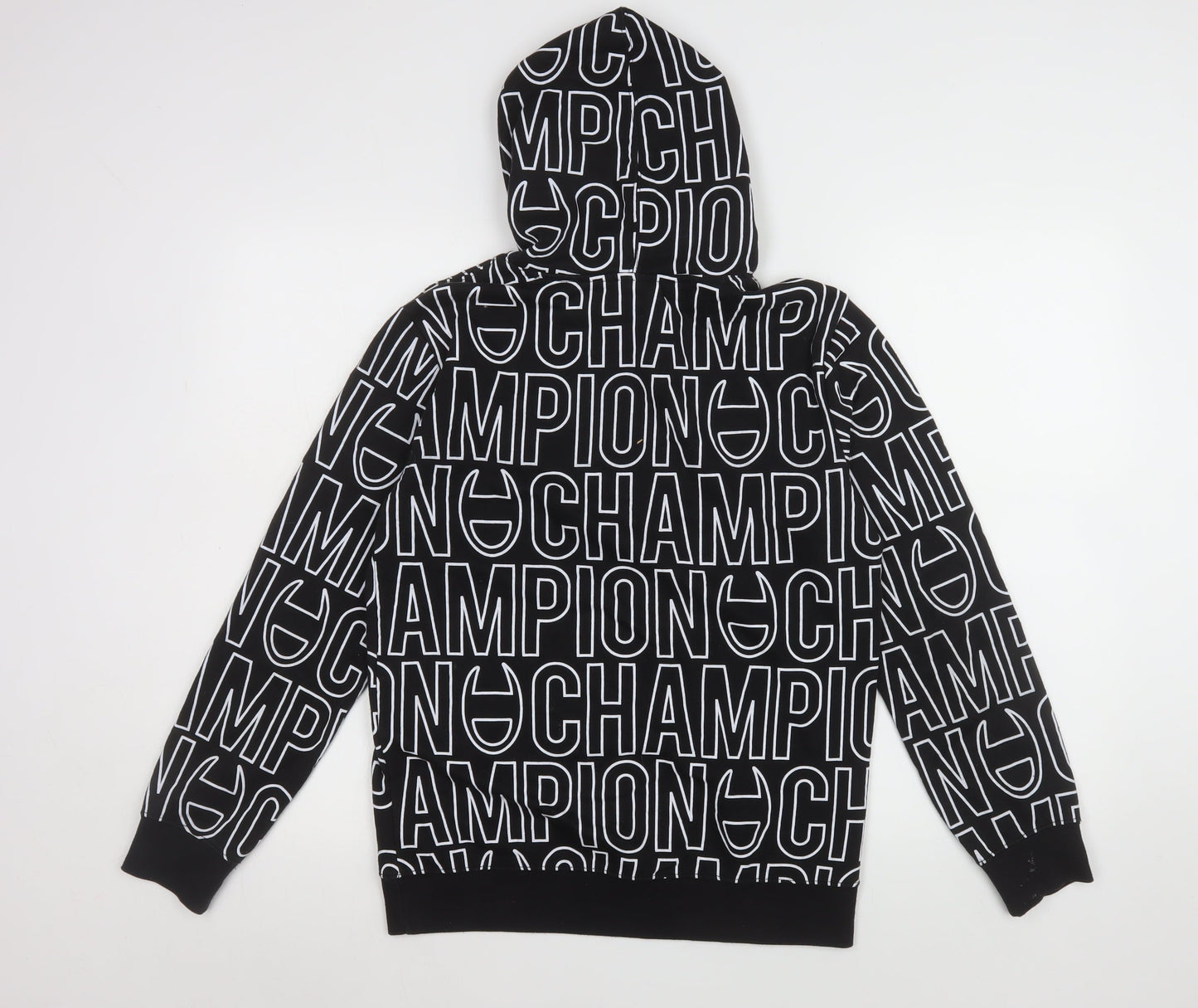 Champion Boys Black Logo Print Pullover Hoodie 13-14 Years