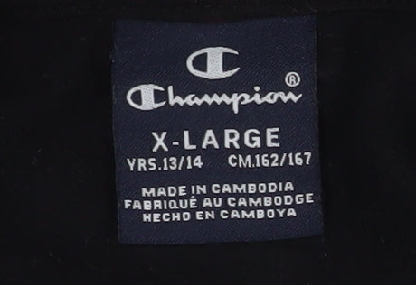 Champion Boys Black Logo Print Pullover Hoodie 13-14 Years