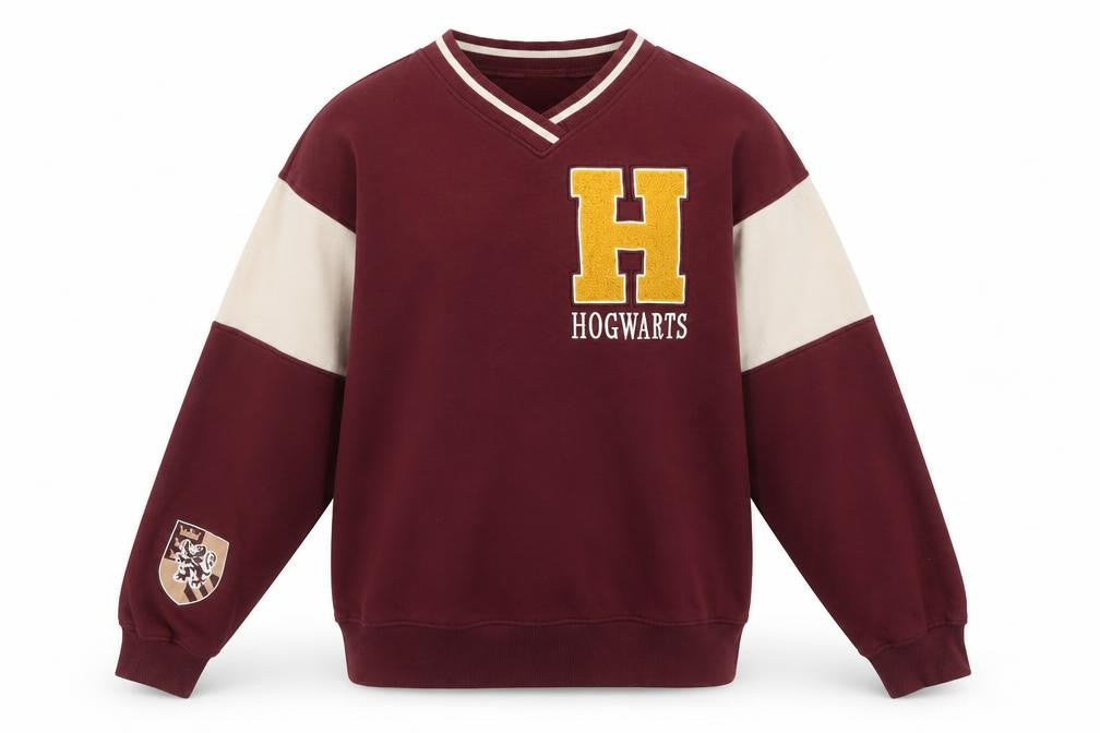 H&M Girls Red Hogwarts Sweatshirt 11-12 Years V-Neck Pullover