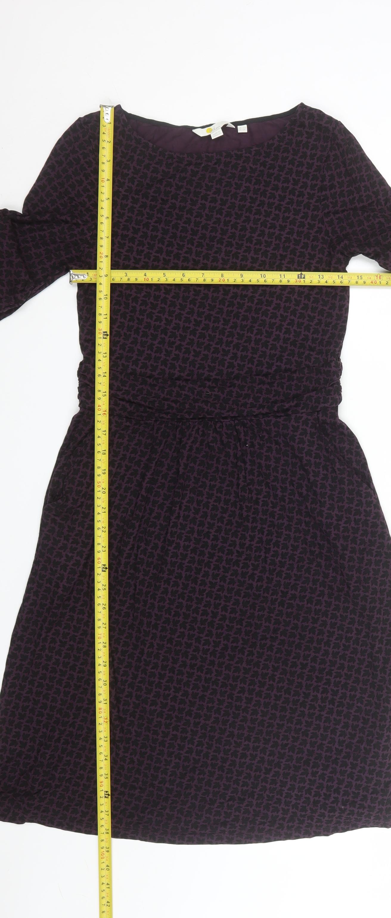 Boden Women Purple Geometric Fit & Flare Jersey Dress Size 10R