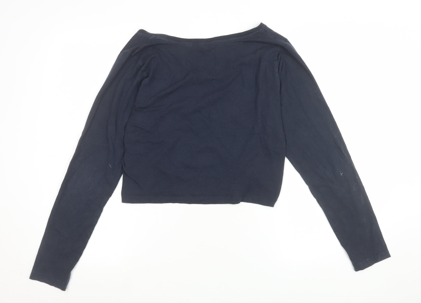 Jack Wills Women's Blue Cropped Long Sleeve T-Shirt Size 12