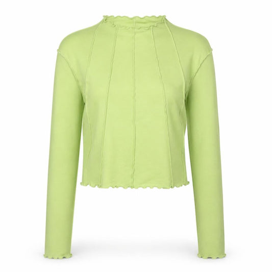 Urban Outfitters Women’s Green Cropped Long Sleeve Top Size L