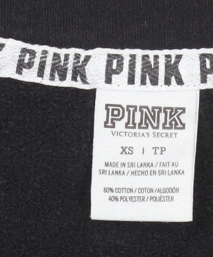 Victoria's Secret PINK Womens Black XS 1/4 Zip Pullover Sweatshirt