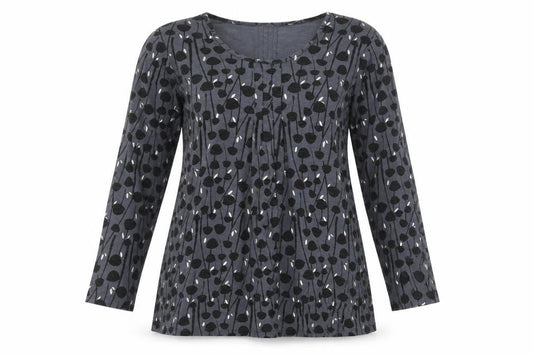 Adini Women Grey 100% Cotton Shift Dress Size L Long Sleeve