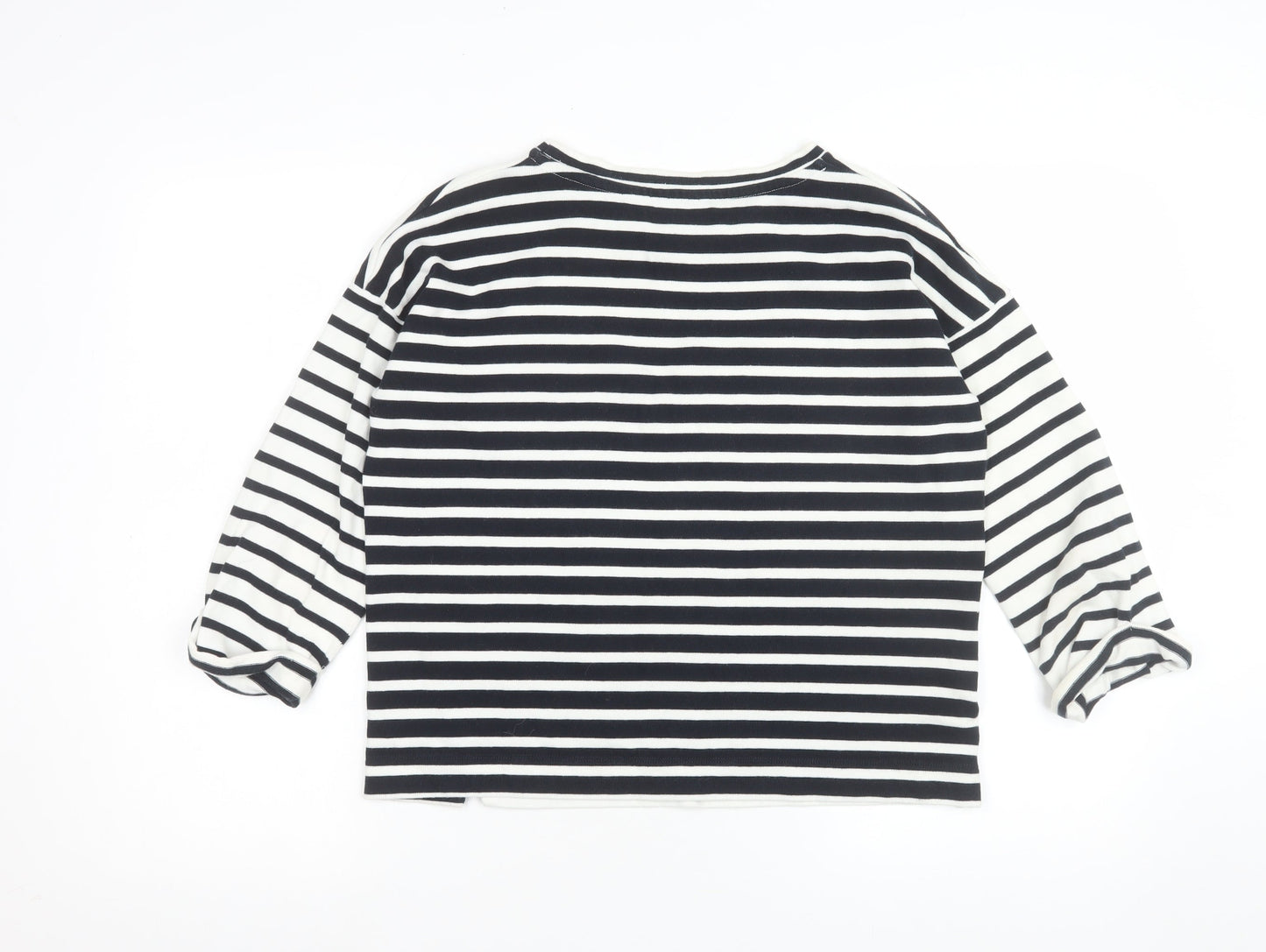 Jigsaw Womens Black Striped 3/4 Sleeve Cotton Jersey Top XS