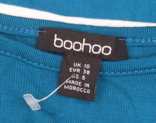 Boohoo Women's Blue Long Sleeve Skater Dress Size 10