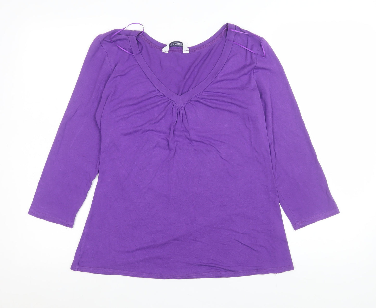 BHS Women’s Purple 3/4 Sleeve V-Neck Jersey Blouse Size 14