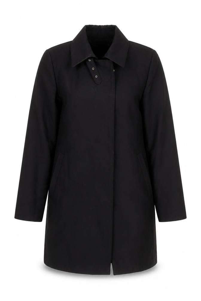Zara Woman Black Mid-Length Overcoat Size S Classic Style