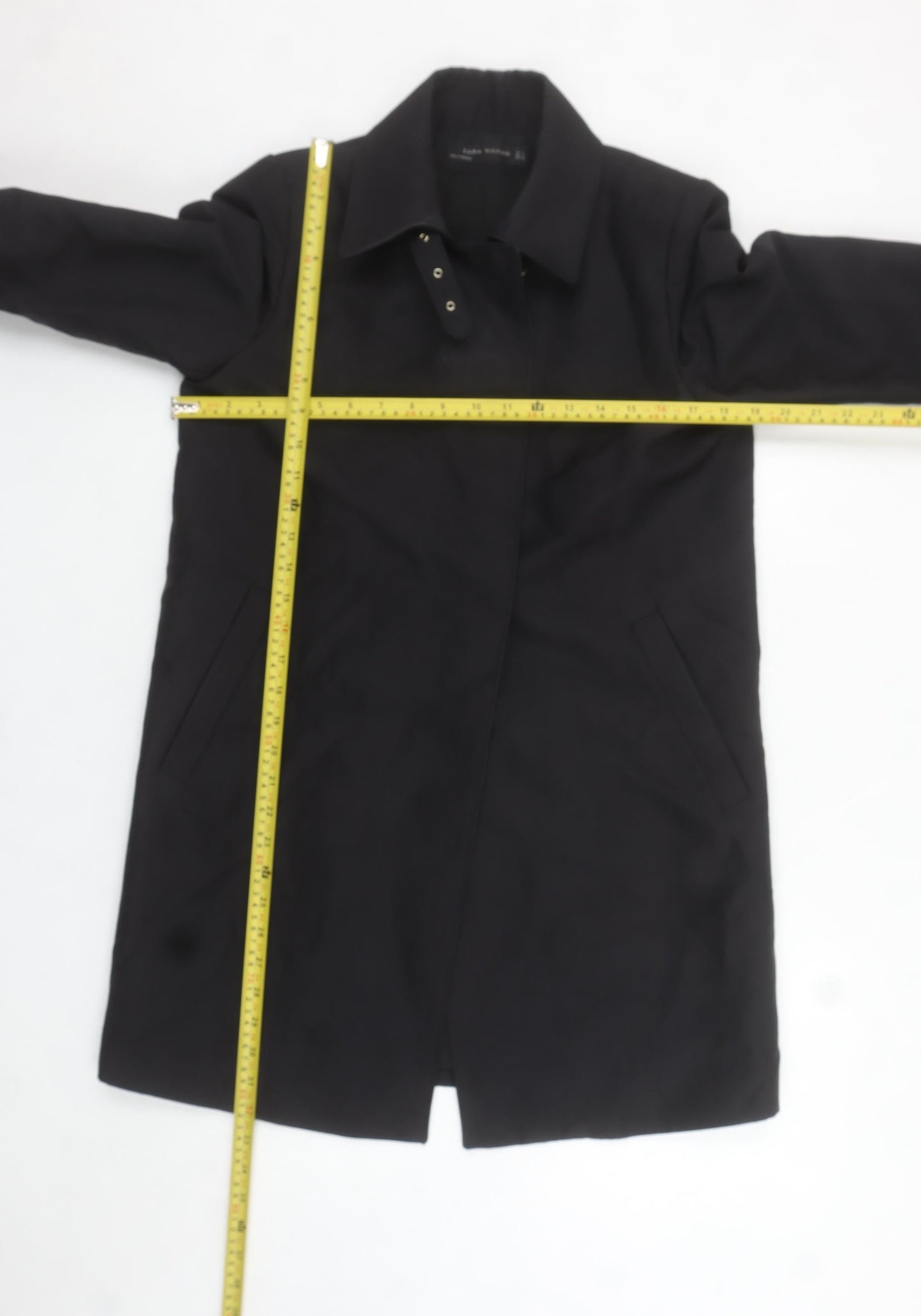 Zara Woman Black Mid-Length Overcoat Size S Classic Style