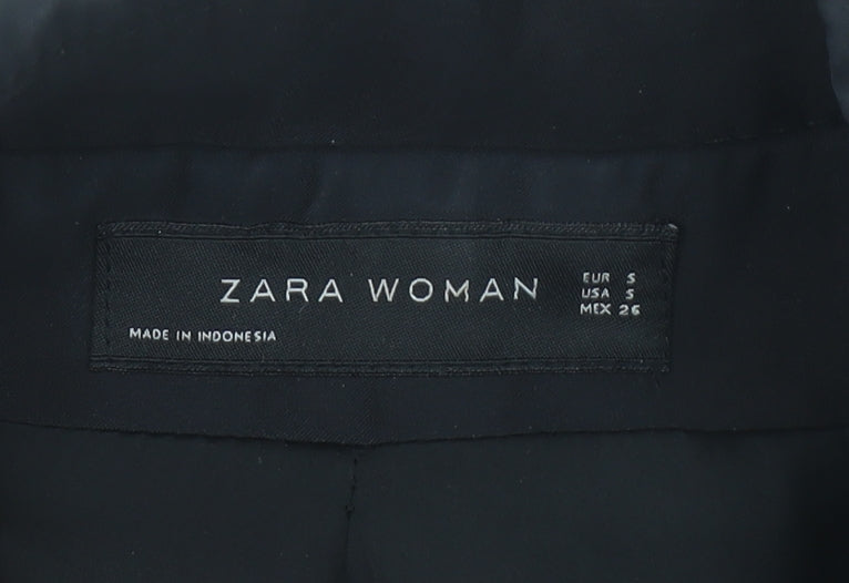 Zara Woman Black Mid-Length Overcoat Size S Classic Style