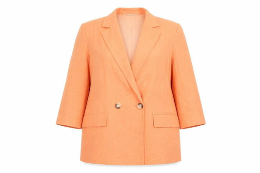 Primark Cares Women's Orange Double-Breasted Blazer UK 14 Linen Blend