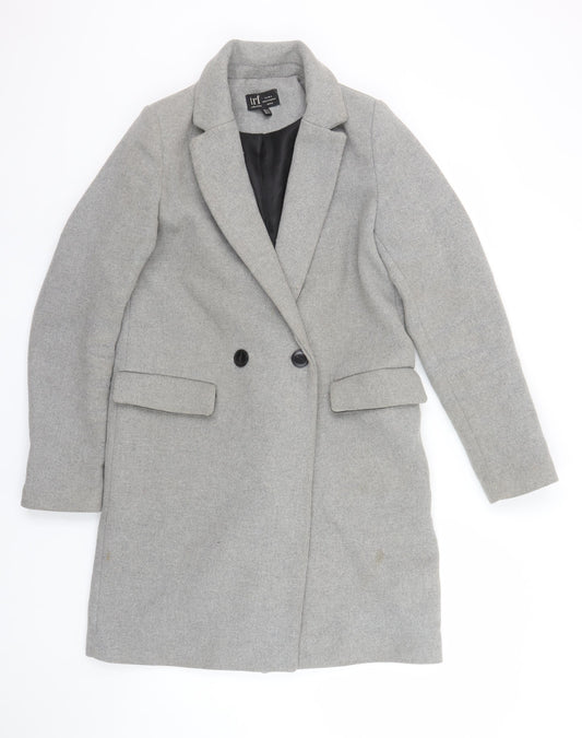 Zara Women Grey Wool Blend Long Coat XS Classic Buttoned