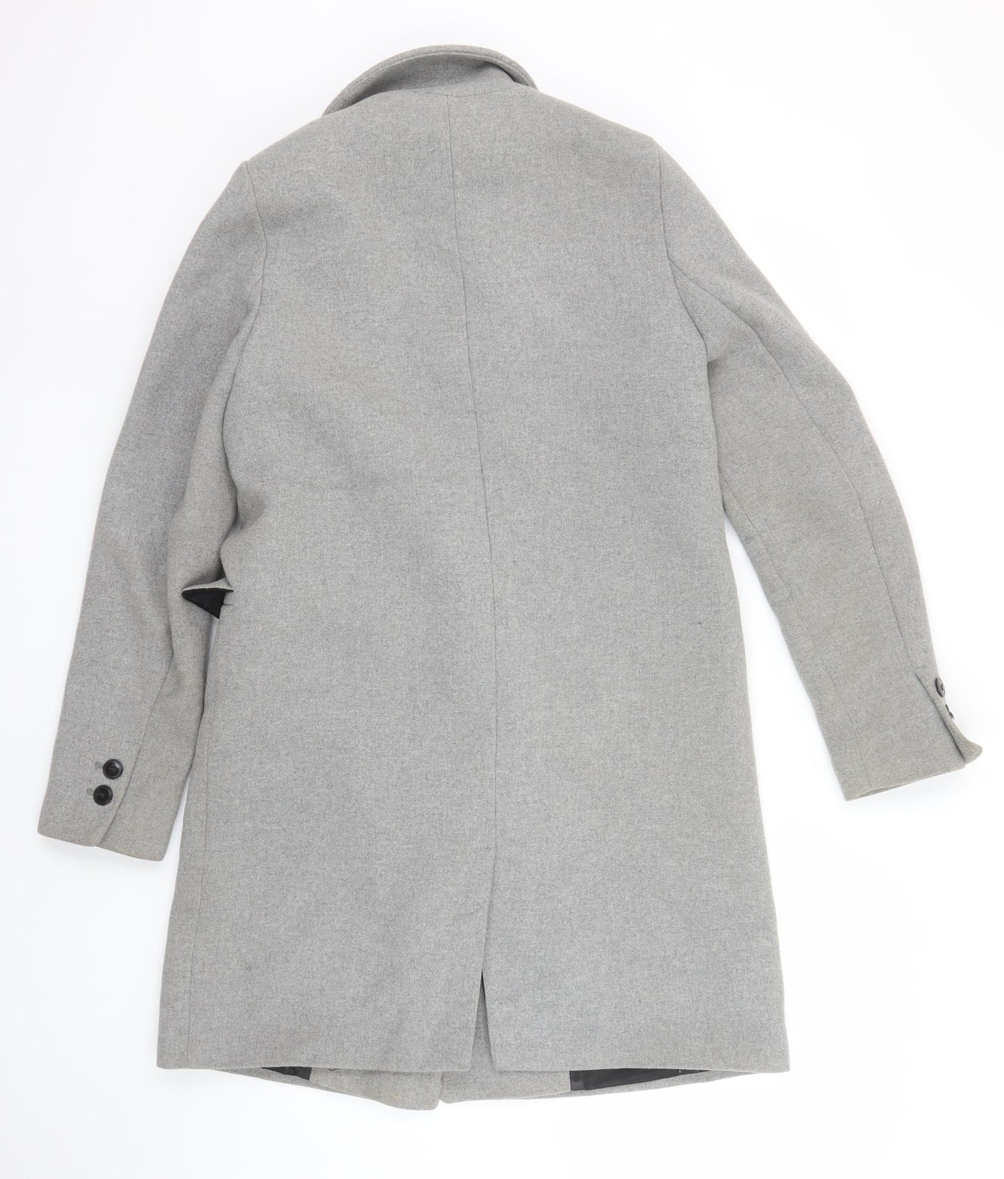 Zara Women Grey Wool Blend Long Coat XS Classic Buttoned