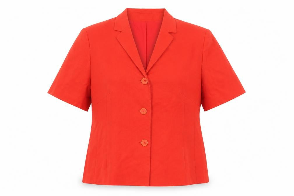 Alexon Women's Red Linen Blend Short Sleeve Tailored Suit Jacket UK 16