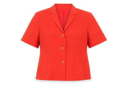 Alexon Women's Red Linen Blend Short Sleeve Tailored Suit Jacket UK 16