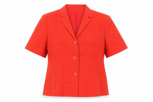 Alexon Women's Red Linen Blend Short Sleeve Tailored Suit Jacket UK 16