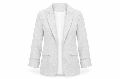 H&M Women's Grey Herringbone Blazer Size 8 Regular Fit Jacket