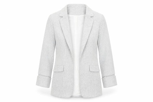 H&M Women's Grey Herringbone Blazer Size 8 Regular Fit Jacket