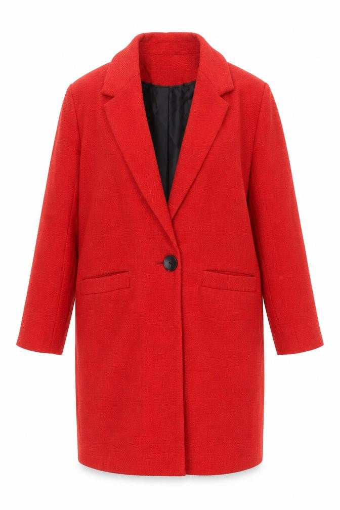 Papaya Women Red Regular Fit Mid-Length Overcoat Size 8