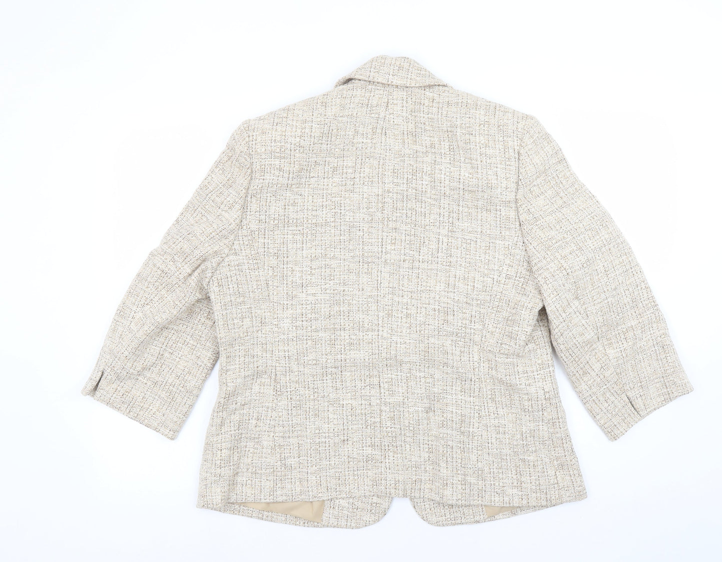 Eastex Women Beige Tweed Blazer Jacket UK 14 Classic Lined
