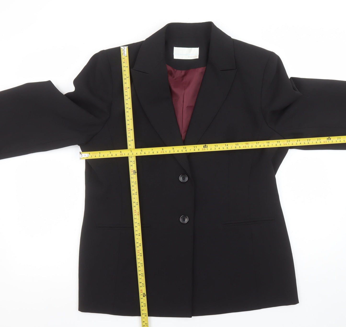 Amaranto Women's Black Size 16 Classic Single-Breasted Blazer