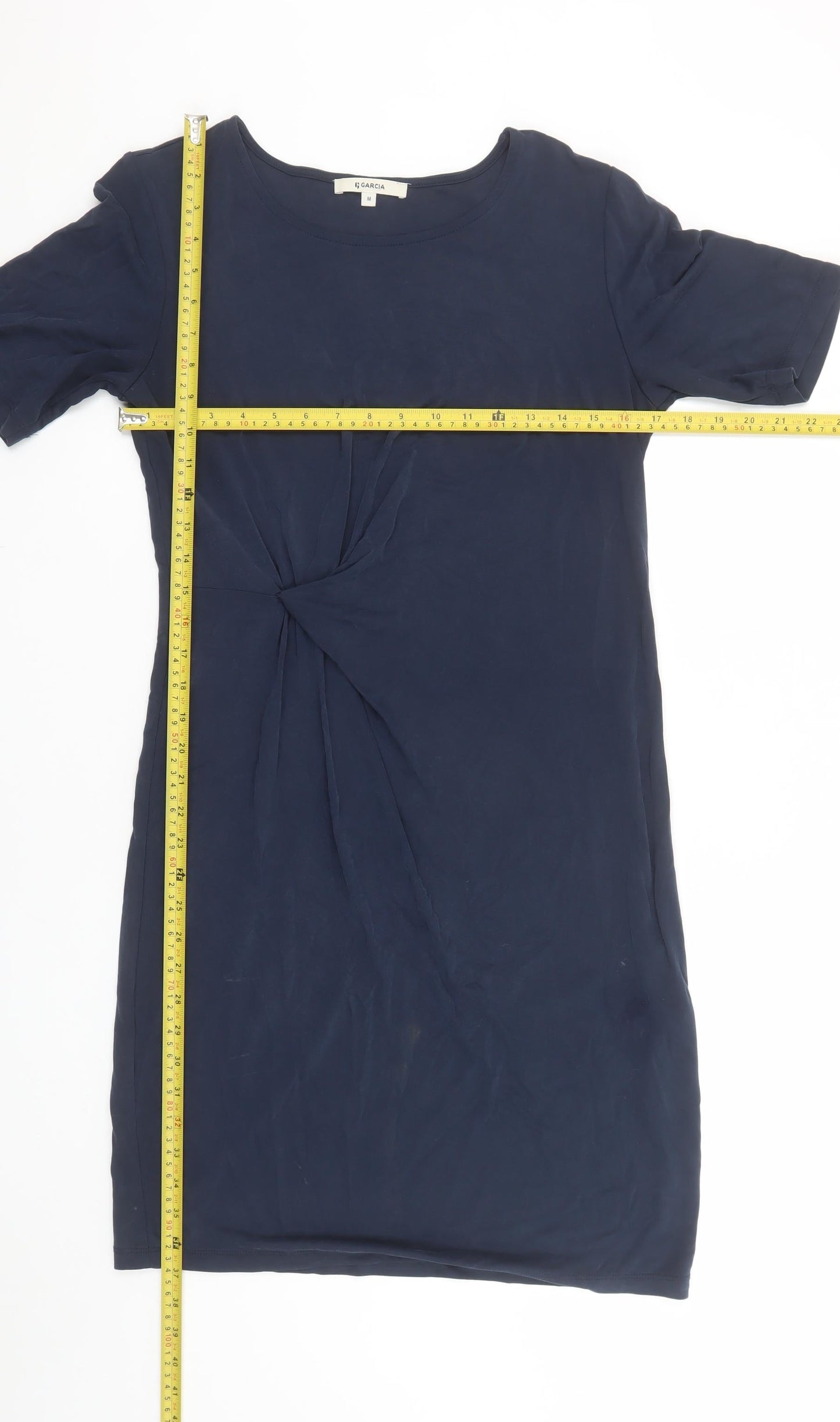 Garcia Women's Blue Sheath Dress M Knee Length Short Sleeve Workwear