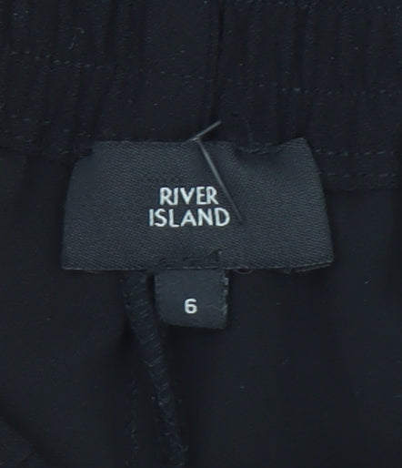 River Island Women Black Size 6 Paperbag Trousers Belted Casual